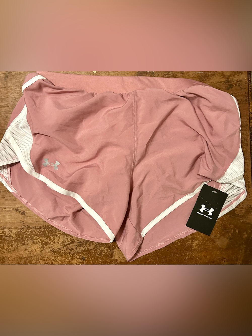 Under Armour Women's Dusty Pink Athletic Running Shorts with White Trim